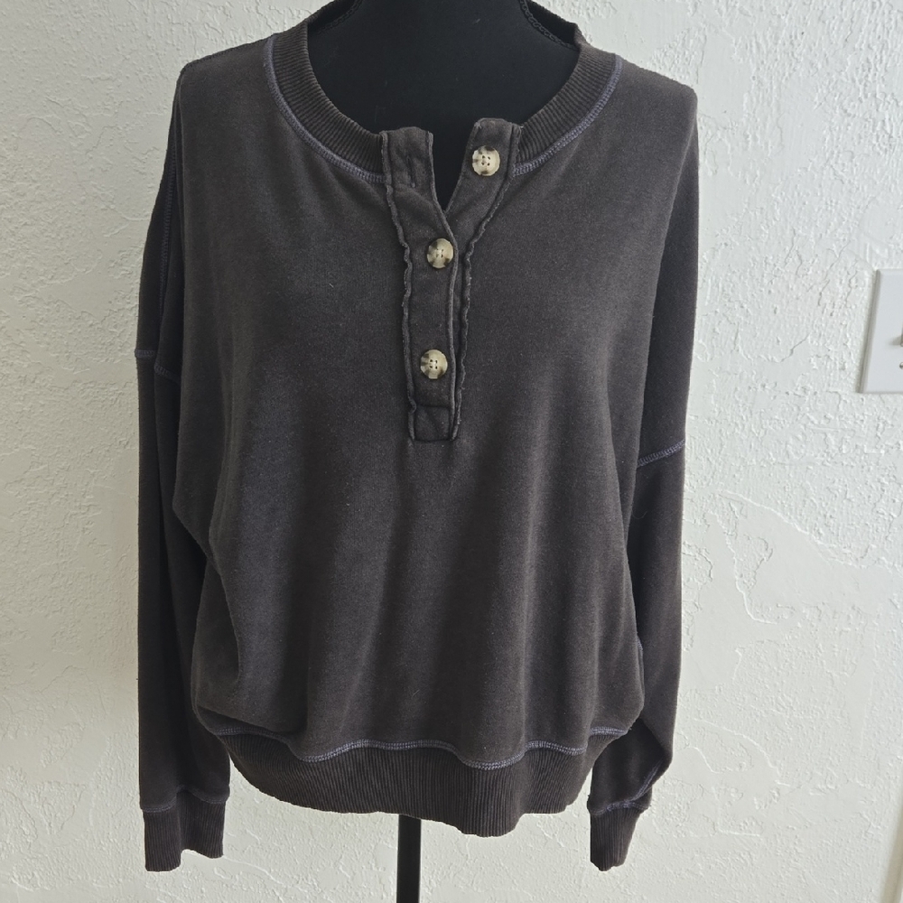 Dark Grey Pullover with Buttons